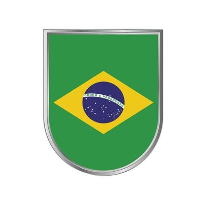 Brazil flag with silver frame vector design