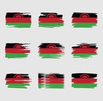 trazos de pincel de bandera de malawi pintados vector