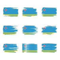 trazos de pincel de bandera de aruba pintados vector