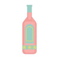 botella de vino, otra bebida alcohólica o agua. elemento de fiesta, pub, restaurante o club. cóctel de alcohol con vermú. ilustración vectorial, aislado en un fondo blanco. vector