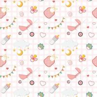 Seamless Pattern with baby newborn element vector