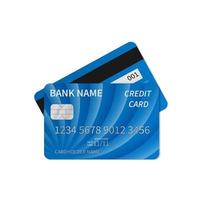 tarjeta de crédito azul realista aislada en blanco. tarjeta de plástico detallada con símbolos plateados en relieve. pago de dinero y concepto de compras en línea. plantilla de vector para tema empresarial.
