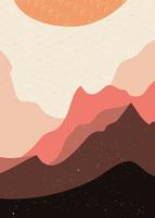 Abstract contemporary. mountain landscape poster. Geometric landscape background in asian japanese style. vector illustration