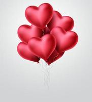 Heart balloons vector concept design. Valentines day with bunch of red heart balloon elements flying in white background. Vector illustration.