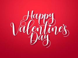 Happy valentines day text vector typography. Happy valentines day greeting typography in red background. Vector illustration.