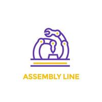 conveyor, assembly line, factory icon, linear style vector