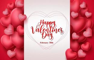 Valentines day vector greeting background. Happy valentines day greeting typography in white space for text with heart elements  background. Vector illustration.