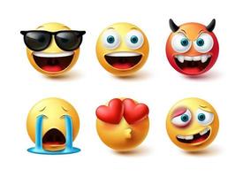 Emoji face vector set. Emoticon icon collection in isolated in white background for graphic design elements. Vector illustration