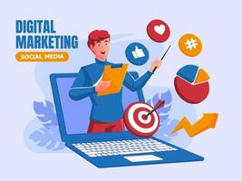 Man presentation digital marketing social media concept vector