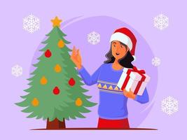 Black woman celebrating Christmas vector