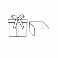 Vector gift box icon with ribbon outline.