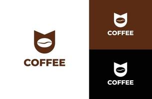 vector, gato, granos de café, plantilla, vector, icono, ilustración vector