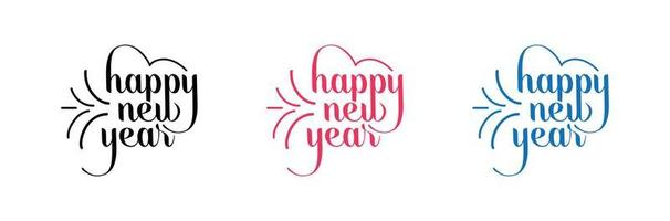 Happy New Year Logo. Abstract Hand drawn creative calligraphy vector logo design. New year Logo