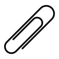 Linear icon. Paper clip for binding documents and paper sheets. Simple black and white vector isolated on white background