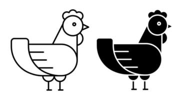 Linear icon. Home chicken. Farm bird laying eggs. Simple black and white vector isolated on white background