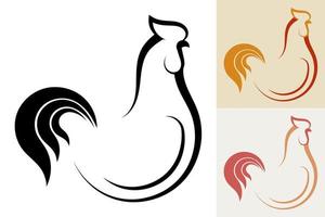 Abstract domestic rooster, chicken, cock male. Farm bird. Embelm, badge for farm or organic chicken plant. Farm bird. Vector isolated on white background