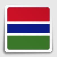 Gambia flag icon on paper square sticker with shadow. Button for mobile application or web. Vector