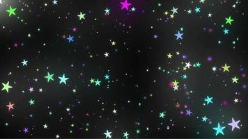 Background video with colorful stars created by computer graphics