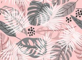 Seamless pattern with abstract flowers and leave. Creative floral surface design. Vector background