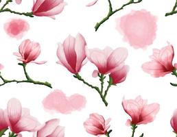 Seamless pattern with abstract flowers and leave. Creative floral surface design. Vector background