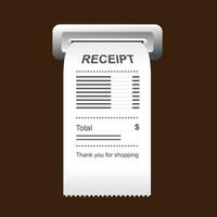Receipt icon in a flat style isolated on a colored background. vector