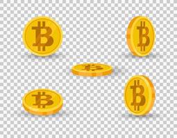 Bitcoin gold coin icon set in different angles isolated on transparent background. vector