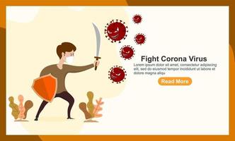 self protection from corona virus landing page for banners or web. vector illustration