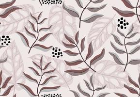 Seamless pattern with abstract flowers and leave. Creative floral surface design. Vector background