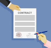 signed paper deal contract icon agreement pen on desk flat business illustration vector