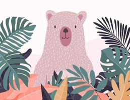 cute bear with nature background vector