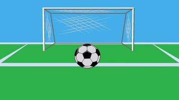 Bouncing ball and championship cup. Against the background of the gate. Animation and cartoon. video