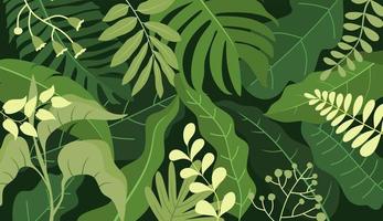 background with green leaves and square frame on trendy geometric backdrop. Vector illustration. Fresh template design for posters, flyers, brochures or vouchers.