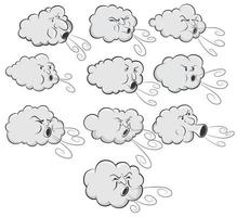 An image of a Cute Cloud Blowing Wind set. vector