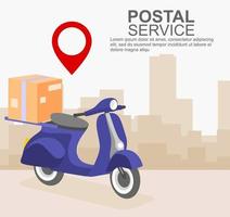 Fast delivery by scooter on mobile. E-commerce concept. vector illustration