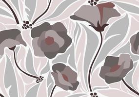 Seamless pattern with abstract flowers and leave. Creative floral surface design. Vector background