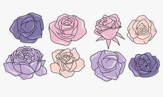 A set of beautiful flowers illustration vector