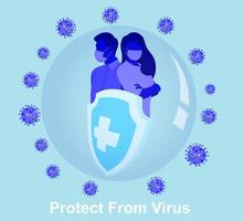 self protection from corona virus landing page for banners or web. vector illustration