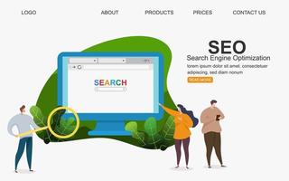 Landing page template of Seo Analytics team. Modern flat design concept of web page design for website and mobile website. Easy to edit and customize. Vector illustration