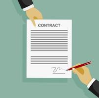 signed paper deal contract icon agreement pen on desk flat business illustration vector