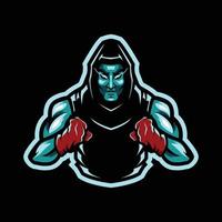 diseño de logotipo de mascota de campeones de boxeo vector