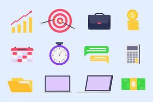 business icon set collection with modern color theme vector