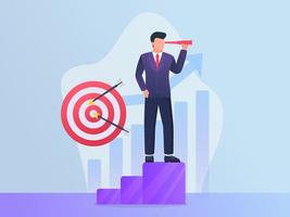 business target with businessman goals target and visionary concept vector