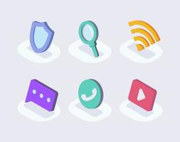 technology communication set collection isometric icon with modern flat style color