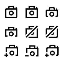 Camera outline icon on white background. Editable stroke. Vector illustration.