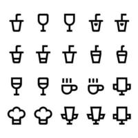 Drink lines icons set on white background vector