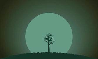 tree in the night. tree silhouette vector