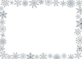 Horizontal frame of blue snowflakes. Template for winter design. vector