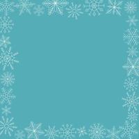 Frame of white snowflakes on blue background. Template for winter design. vector