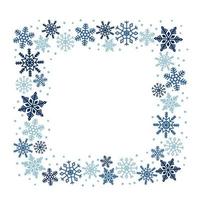 Square frame of blue snowflakes. Template for winter design. vector