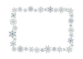 Rectangular frame of blue snowflakes. Template for winter design. vector